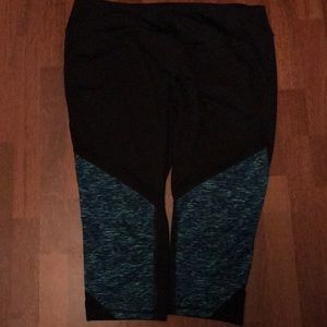 Black w blue design workout shorts